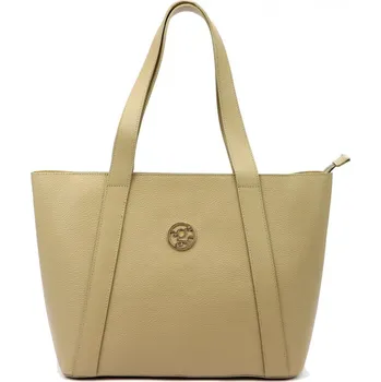 Kabelka Kožená velká dámská shopper kabelka přes rameno tmavě béžová