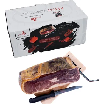 Sušené maso Hijos de Dionisio Sánchez S.L. Mini jamon v dárkovém boxu se stojanem a nožem 1 kg