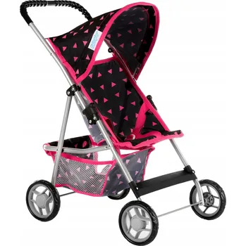 Kočárek pro panenku Kinderplay KP0280R černý/růžový