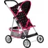 Kočárek pro panenku Kinderplay KP0280R černý/růžový