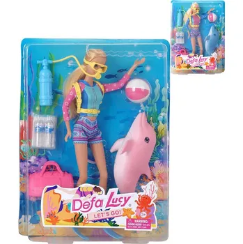Panenka JieYang Defa Toy Defa Lucy potápěčka set s delfínem a doplňky 29 cm mix barev