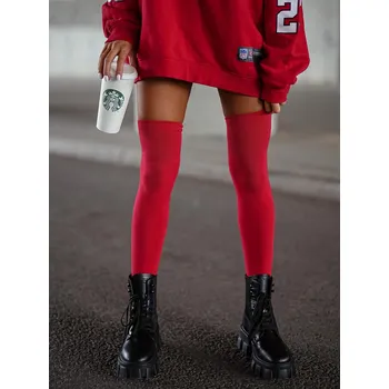 Dámské ponožky Jednobarevné nadkolenky červené