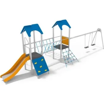 Dětské hřiště Playground System Herní sestava z nerezu se skluzavkou a dvojhoupačkou 11504