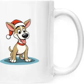 Pánské tričko Hrnek malý bílý s potiskem Vánoční pejsek