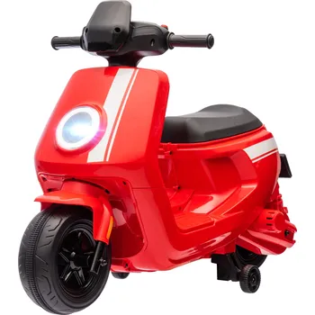 Dětské elektrovozidlo AIYAPLAY dětská elektrická motorka, 6V dětská motorka se světlometem, hudbou, rychlostí vpřed a vzad, tréninkovými koly, 1,5-3 km/h, elektrická motorka pro děti od 1,5 do 3 let, červená barva