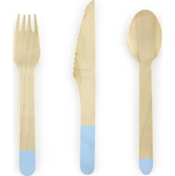 Příbor Moje Party PŘÍBORY dřevěné světle modré 18ks