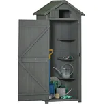 Outsunny zahradní skříňka zahradní přístřešek na nářadí s policemi asfaltová střecha okno dřevo šedá+zelená 77 x 54,2 x 179 cm | Aosom