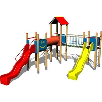 Dětské hřiště Playground System DĚTSKÉ HŘIŠTĚ - velká multifunkční sestava se skluzavkami 4U307D-15