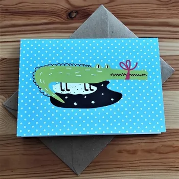 Přání s obálkou 120x170 mm - krokodýl