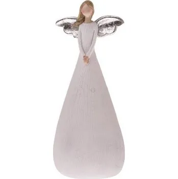 Vánoční dekorace Polyresinový anděl se zlatými křídly, bílý