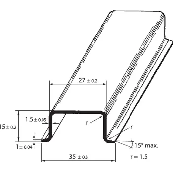 Rozvaděč SCHMACHTL Lišta DIN 35x15 neperforovaná Sendzimir 2000mm