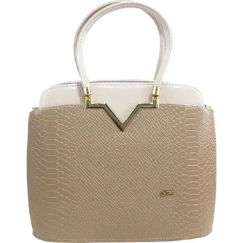 Kabelka Elegantní lakovaná kroko kabelka S482 béžová - latté GROSSO