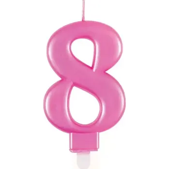 Dortová svíčka Svíčka dortová růžová metalická 8