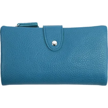 Prakticky prostorná rozložitelná modrá dámská peněženka se stříbrnými doplňky