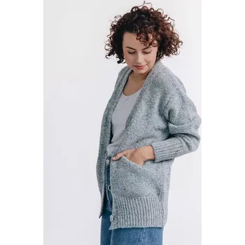 Dámský svetr Dámský vlněný kardigan Alpaka Blend Světle modrá XS-S