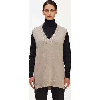 Dámská vesta Dámská vlněná vesta Lambswool Světle hnědá S