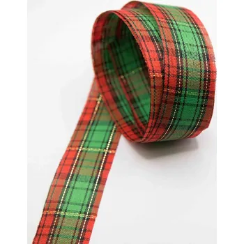 Stuha Vánoční dekorační stuha - červená, zelená, zlatá - šíře 2,5 cm