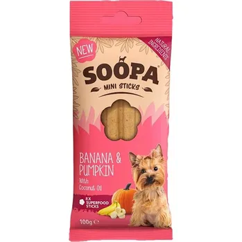 Pamlsek pro psa Soopa dentální tyčinky Mini s banánem a dýní 100 g