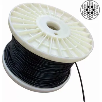 Lano Nerezové lanko 4mm, s 5mm PVC ČERNOU bužírkou - nerez A4 - DIN 3055