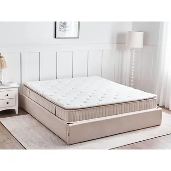 Matrace Latexová taštičková matrace bílá béžová 180 x 200 cm tvrdá snímatelný potah ložnice Beliani