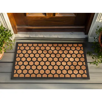 Rohožka Domovní rohožka polyesterová guma protiskluzová 45 x 75 cm vzor včelí plástve moderní bytový doplněk Beliani