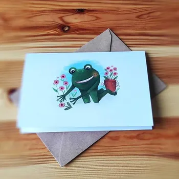 Přání s obálkou 120x170 mm - žába zahradnice
