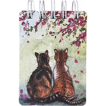 Zápisník Kroužkový notýsek s kočkami v růžích - design Alex Clark