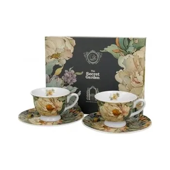 Porcelánový hrnek s podtalířkem PEONY BLUE 100 ml, 2 ks v dárkové krabičce