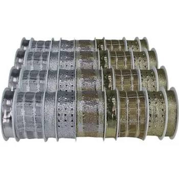 Vánoční dekorace Vánoční stuhy s drátkem - stříbrnozlaté