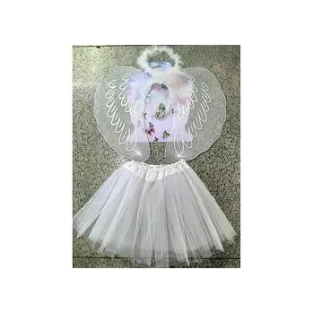 Strój aniołka krzydełka ze spódniczką + aureolka