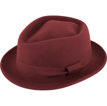 Klobouk Fiebig - Headwear since 1903 Trilby klobouk vlněný Fiebig - bordó s bordó stuhou - Diamond Woolfelt Velikost: 61 cm (XL)