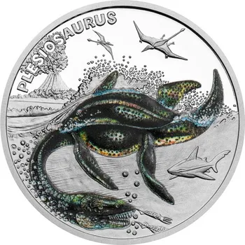 Stříbrná mince Pravěký svět - Plesiosaurus proof