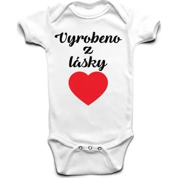 Kojenecký body Vyrobeno z lásky - dětské body s potiskem 9 měsíců Bílá Krátký rukáv Černá - 402