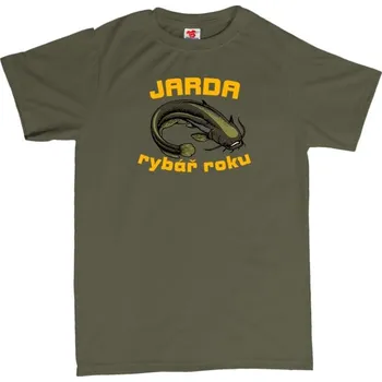 Žertovný předmět Sumec - pánské tričko s potiskem M zelená - olive Žlutá - 418