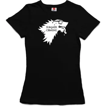 Žertovný předmět Summer is coming - dámské tričko s potiskem L černá - black Bílá - 401