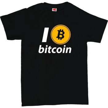 Žertovný předmět I love bitcoin - pánské tričko s potiskem M bílá - white Černá - 402