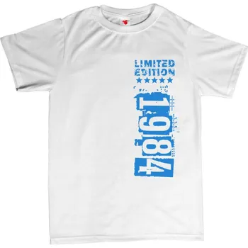 Žertovný předmět Narozeninové tričko - limited edition - vlastní rok narození XL bílá - white Modrá - 403