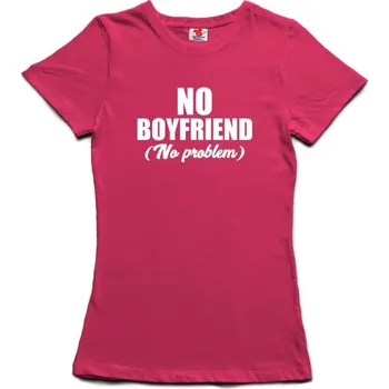 Žertovný předmět No boyfriend - dámské tričko s potiskem M šedá - melír Černá - 402