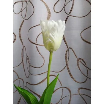umělá květina Tulipán roztřepený 1 květ 53 cm bílý