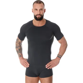 Pánské tričko Brubeck pánské tričko s krátkým rukávem Active wool Barva: Grafitová, Velikost: L