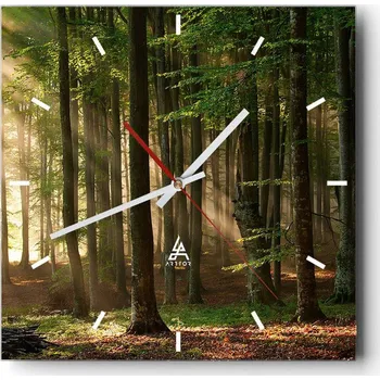 Hodiny Velké nástěnné hodiny 40x40 Krajina Skleněné hodiny Tiché