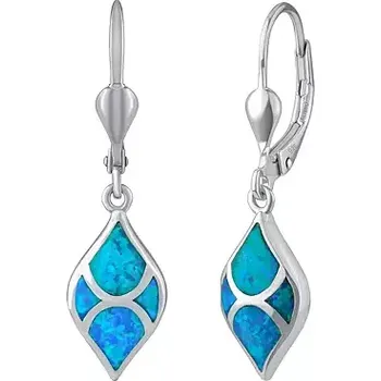 Náušnice Stříbrné visací náušnice Sea zdobené modrým syntetickým opálem LPS2433EBO