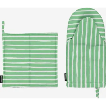Kuchyňská zástěra Marimekko Kuchyňská sada Piccolo zelená bílá chňapka a rukavice zelená