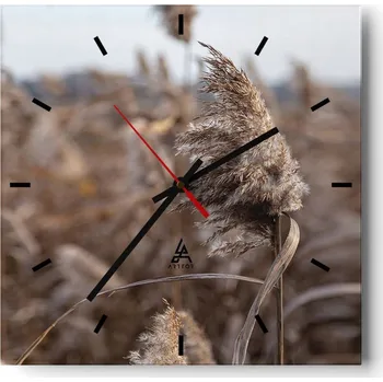 Hodiny Velké nástěnné hodiny na zeď 40x40 Louka Skleněné hodiny Čtvercové Tiché