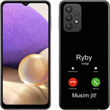 Pouzdro na mobilní telefon Gelový kryt mmCase na Samsung Galaxy A32 5G - ryby volají černé pozadí
