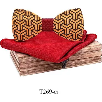 Motýlek Mahoosive Dřevěný motýlek s kapesníčkem T269