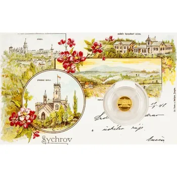 Zlatá mince Dobové pohlednice - Zámek Sychrov proof