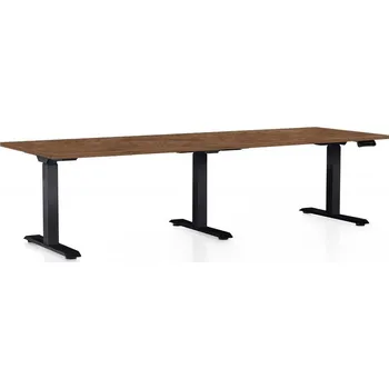 Psací stůl Výškově nastavitelný stůl OfficeTech Long, 240 x 80 cm, černá podnož, dub silverjack