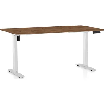 Psací stůl Výškově nastavitelný stůl OfficeTech B, 160 x 80 cm, bílá podnož, dub silverjack