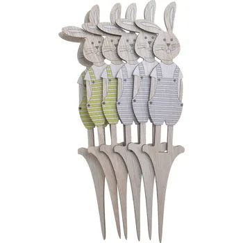 Velikonoční dekorace BRIMOON Dřevěný zajíček v kalhotách - zápich Barva: Modrá